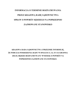 informacja o terminie rozpatrywania przez krajową radę