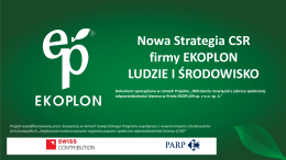 Nowa Strategia CSR firmy EKOPLON LUDZIE I ŚRODOWISKO