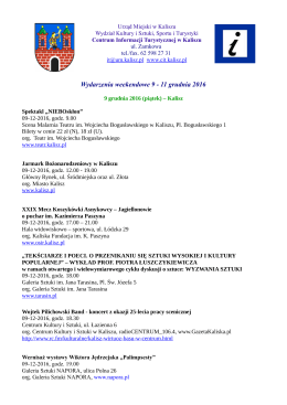 Wydarzenia weekendowe 10-12 kwietnia