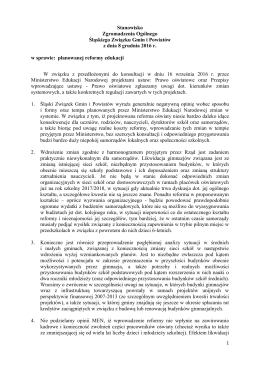 Stanowisko w sprawie reformy edukacji