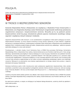 POLICJA.PL W TROSCE O BEZPIECZEŃSTWO SENIORÓW