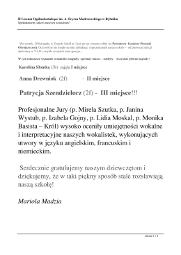 Spektakularny sukces naszych wokalistek!