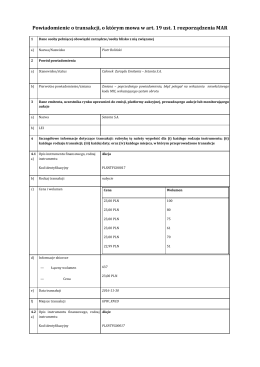 Powiadomienie o transakcji, o którym mowa w art. 19 ust. 1