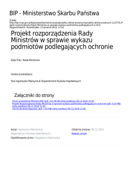 Projekt rozporządzenia Rady Ministrów w sprawie wykazu