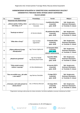 harmonogram wykładów semestr i