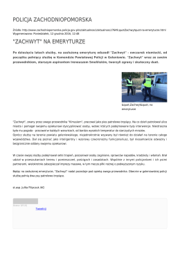 POLICJA ZACHODNIOPOMORSKA "ZACHWYT" NA EMERYTURZE