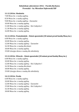 Rekolekcje adwentowe 2016 – Parafia Bychawa Prowadzi – ks