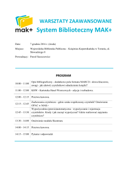 WARSZTATY ZAAWANSOWANE System Biblioteczny MAK+