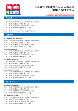 GRAFIK ZAJĘĆ Bricks 4 Kidz®