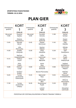 PLAN GIER - SPORTOTEKA Puszczykowo