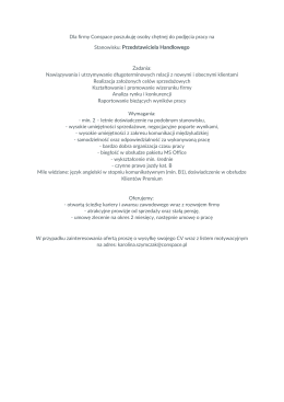 Conspace Przedstawiciel handlowy Oferta ważna do 27.12.2016 r.