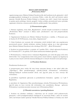 REGULAMIN KONKURSU &bdquo;Wolontariusz Roku&rdquo;
