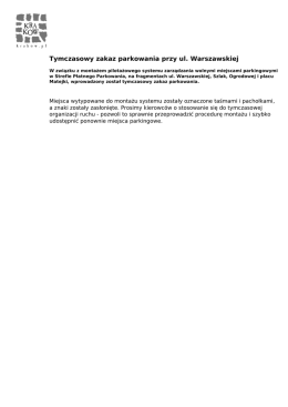 Tymczasowy zakaz parkowania przy ul. Warszawskiej