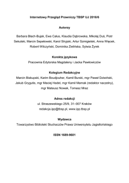 Strona redakcyjna - Towarzystwo Biblioteki Słuchacz&oacute;w Prawa