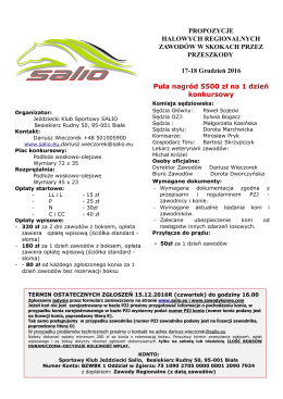 PROPOZYCJE HALOWYCH REGIONALNYCH ZAWODÓW W