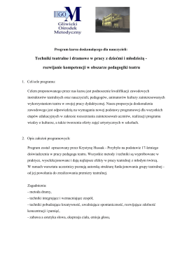 Techniki teatralne i dramowe w pracy z dziećmi i młodzieżą