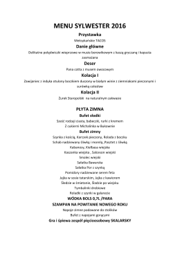 menu sylwester 2016 - Restauracja FARAON