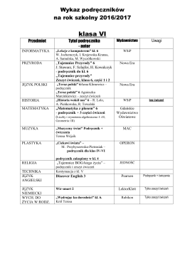 Szkolny zestaw podręcznik&oacute;w na rok szk. 2016/2017