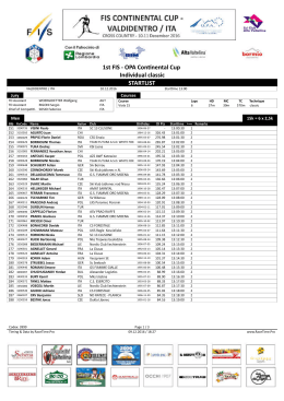 1st FIS OPA Con nental Cup Individual classic STARTLIST