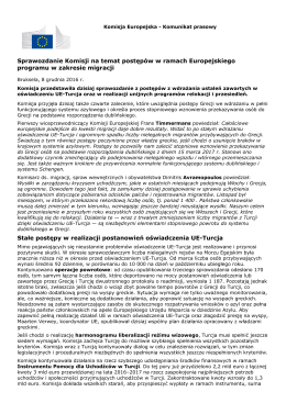 Sprawozdanie Komisji na temat postępów w ramach