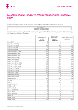 ZałącZnik cenowy „cennik telefonów promocyjnych - T