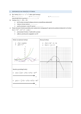 1. ODPOWIEDZ NA PONIŻSZE PYTANIA: a) Dla funkcji (    ) = − 2 +