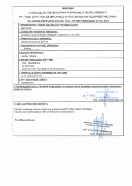 o wszczEclE PosTqPowANlA w SPRAWIE WYBORU OFERENTA