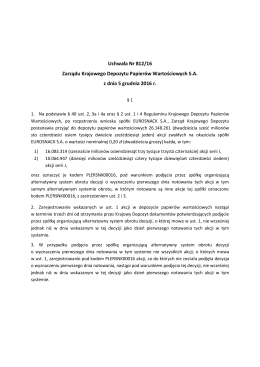 Uchwała Nr 812/16 Zarządu Krajowego Depozytu Papierów