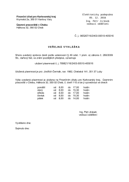 Veřejná vyhláška - 353c, Finanční úřad pro Karlovarský kraj