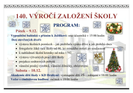 140. VÝROČÍ ZALOŽENÍ ŠKOLY PROGRAM