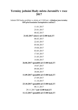 Termíny jednání Rady města Jaroměře v roce 2017