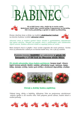 Posledn&iacute; leto&scaron;n&iacute; BABINEC se uskutečn&iacute; v p&aacute;tek 25