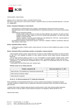 Vážená klientko, Vážený kliente, děkujeme Vám za Vaši přízeň a