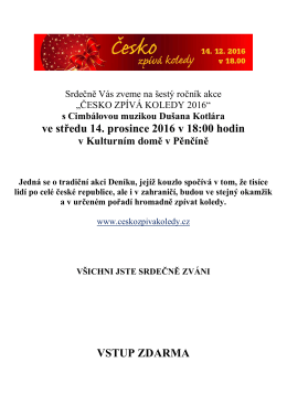Česko zpívá koledy_plakát 2016