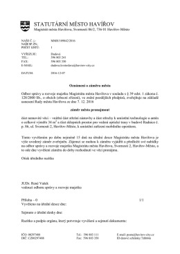 STATUT&Aacute;RN&Iacute; MĚSTO HAV&Iacute;ŘOV