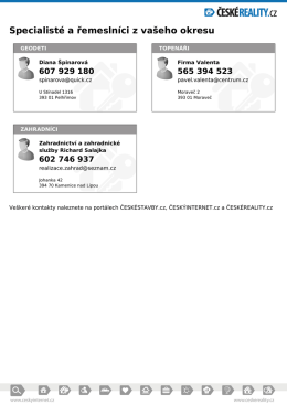 Specialist&eacute; a řemesln&iacute;ci z va&scaron;eho okresu