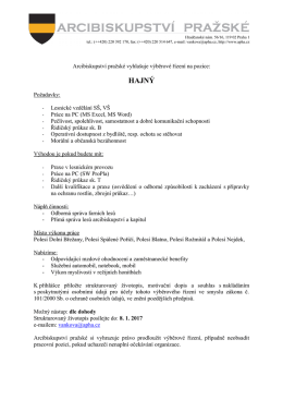 Výběrové řízení hajný - Farnost Praha – Kunratice