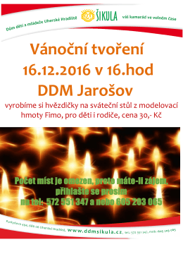 Vánoční tvoření 16.12.2016 v 16.hod DDM Jarošov