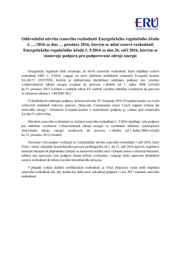 Odůvodnění návrhu cenového rozhodnutí Energetického