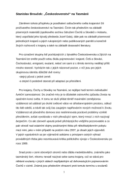 &bdquo;Českoslovenstv&iacute;&ldquo; na Tasm&aacute;nii
