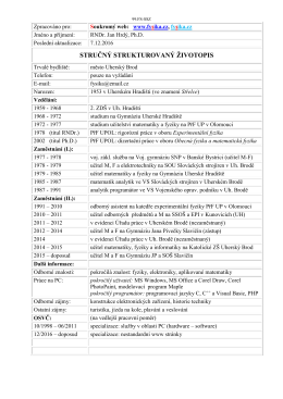 STRUČN&Yacute; STRUKTUROVAN&Yacute; ŽIVOTOPIS