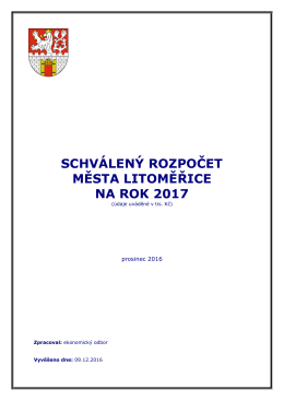 Rozpočet města na rok 2017 - Litoměřice