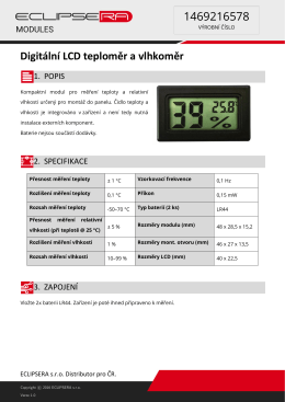 LCD teploměr a vlhkoměr vnitřní do panelu