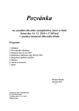 Pozvánka na zasedání zastupitelstva