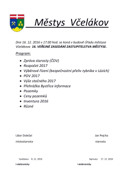 Pozv&aacute;nka na 16. ZO Včel&aacute;kov