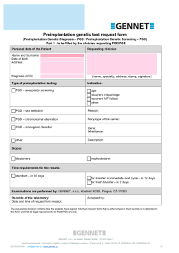 Preimplantation genetic test request form