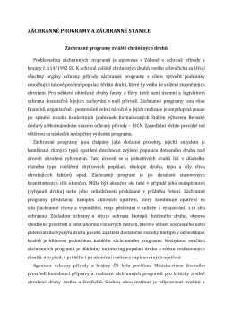 ZÁCHRANNÉ PROGRAMY A ZÁCHRANNÉ STANICE