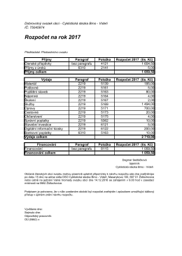 Návrh rozpočtu na rok 2017 DSO CS B-V