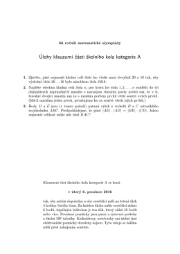 Úlohy klauzurní části školního kola kategorie A