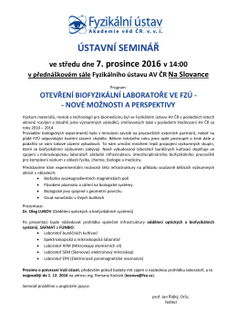 ÚSTAVNÍ SEMINÁŘ ve středu dne 7. prosince 2016 v 14:00 v
